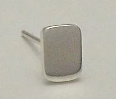 Artisan-crafted 925 sterling silver rectangular stud earring with a polished surface and post backing.