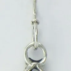 Front view of a 925 sterling silver drop earring featuring a brilliant faceted oval green peridot gemstone encased within a handcrafted contoured open wire frame suspended from a smooth ear wire.