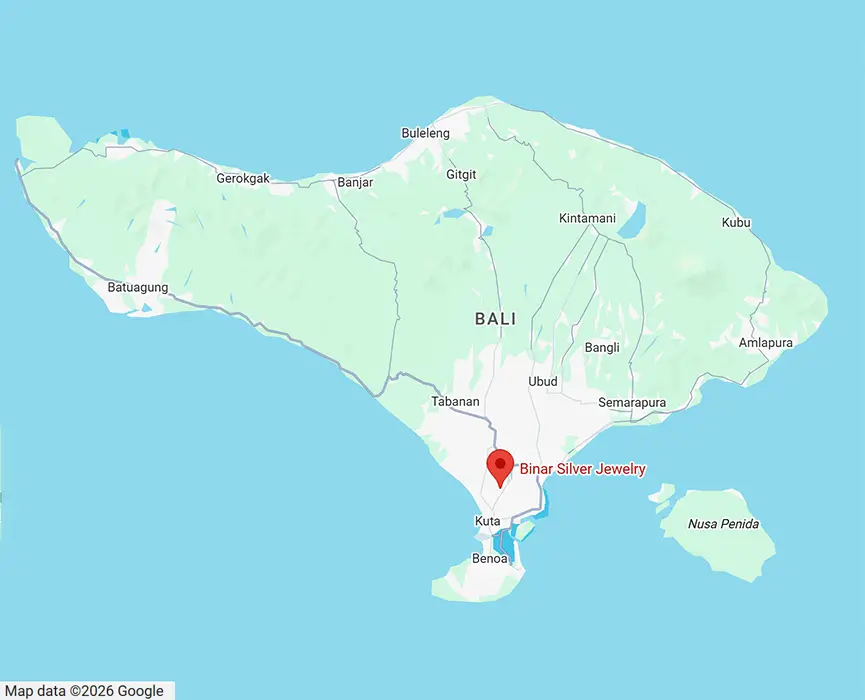 Binar Silver Jewelry boutique studio and factory location map in Denpasar Bali